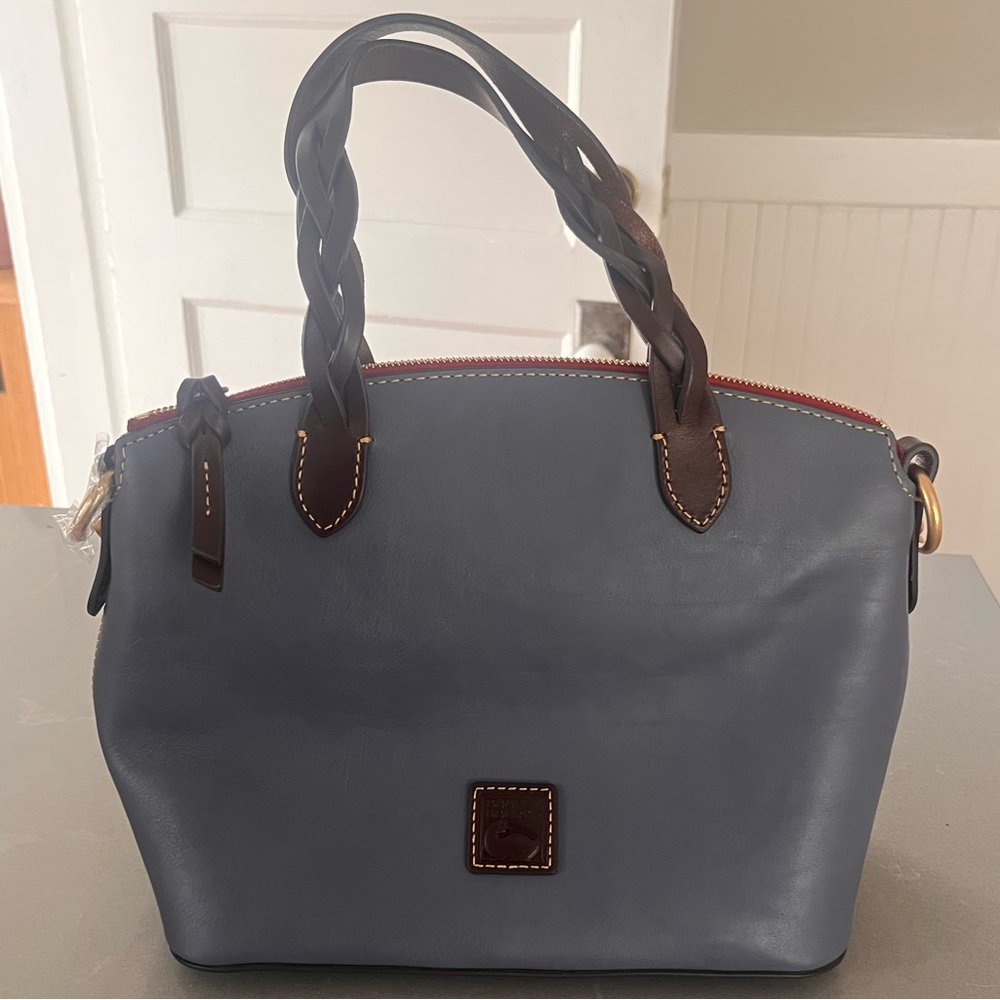 [NEW] DOONEY AND BOURKE Small Leather “Heidi” Satchel Top Handle Bag in Blue